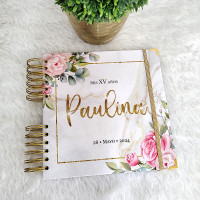 Libro de Invitados XV Años - Marmol Blanco y Flores