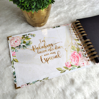 Libro de Invitados XV Años - Marmol Blanco y Flores