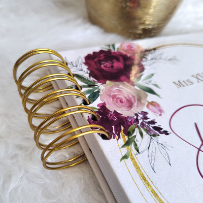 Guestbook XV Años -  Rosas Borgoña y Dorado