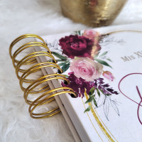 Guestbook XV Años -  Rosas Borgoña y Dorado