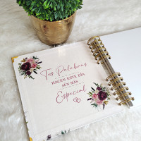 Guestbook XV Años -  Rosas Borgoña y Dorado