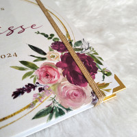 Guestbook XV Años -  Rosas Borgoña y Dorado