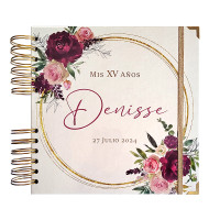 Guestbook XV Años -  Rosas Borgoña y Dorado