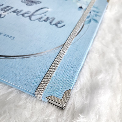 Libro de Firmas XV Años - Azul Claro y Plateado