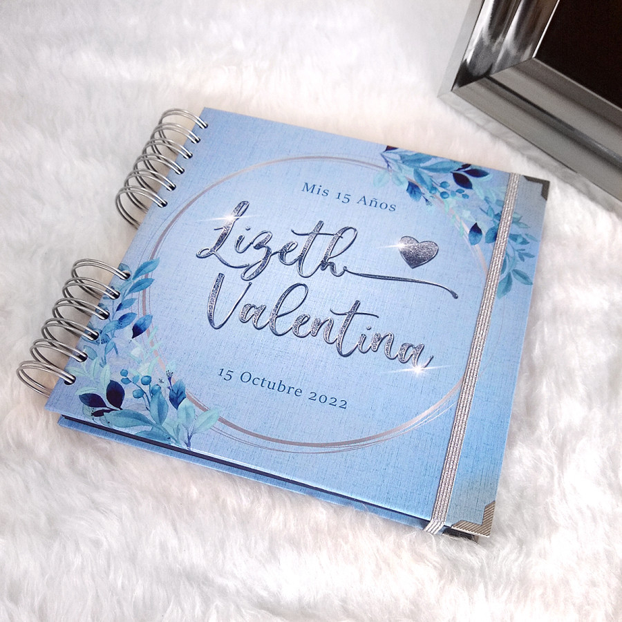Libro de Firmas XV Años - Azul Claro y Plateado