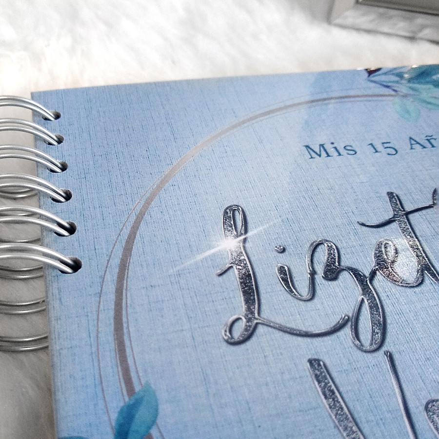 Libro de Firmas XV Años - Azul Claro y Plateado