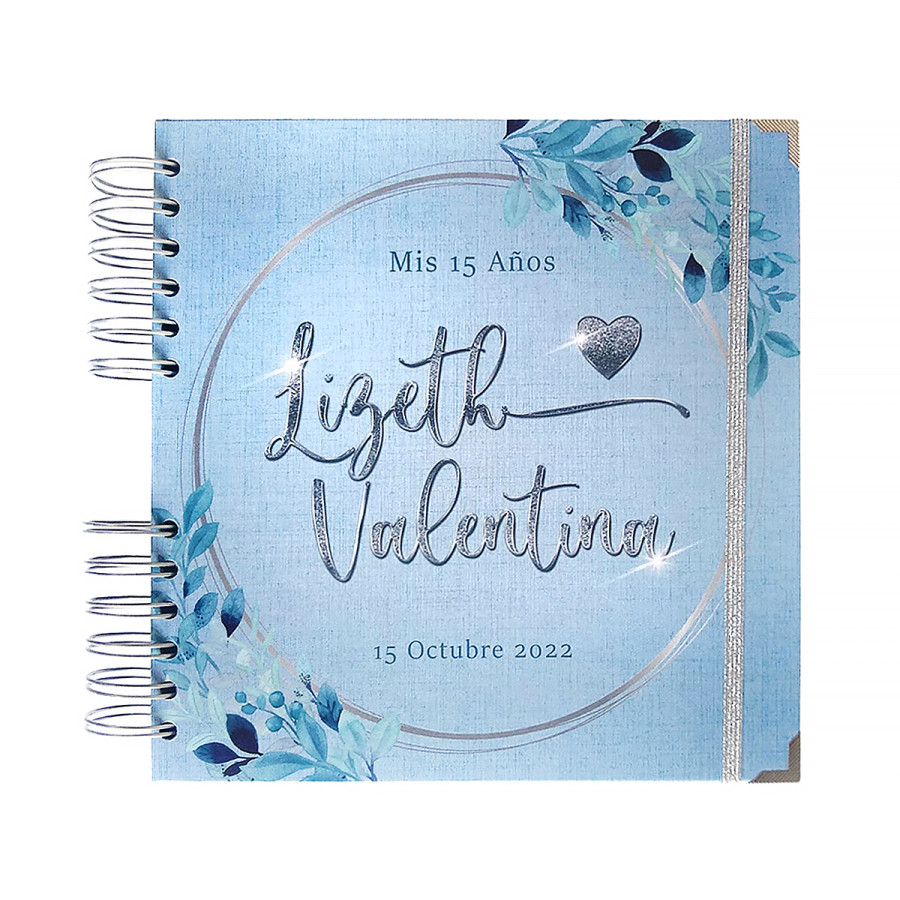 Libro de Firmas XV Años - Azul Claro y Plateado