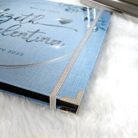 Libro de Firmas XV Años - Azul Claro y Plateado