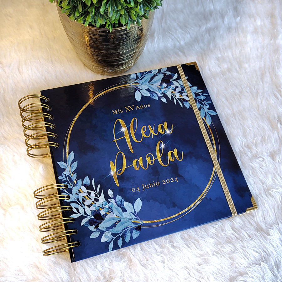 Libro de Firmas XV Años - Azul y Dorado