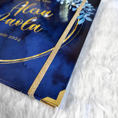 Libro de Firmas XV Años - Azul y Dorado