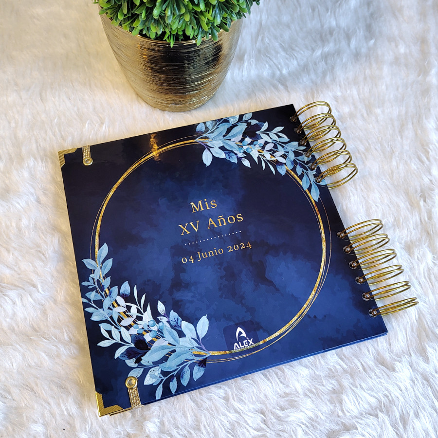 Libro de Firmas XV Años - Azul y Dorado