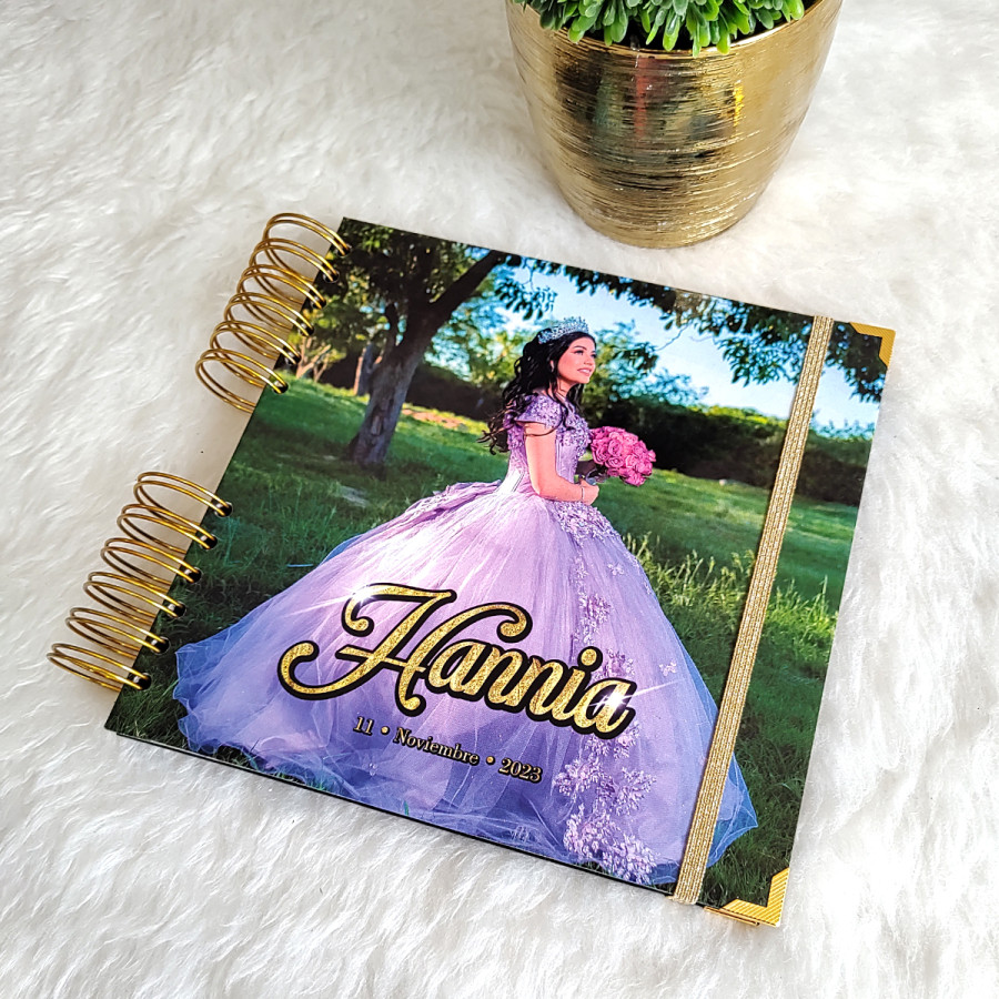 Guestbook XV Años - Foto en Portada y Nombre en Dorado