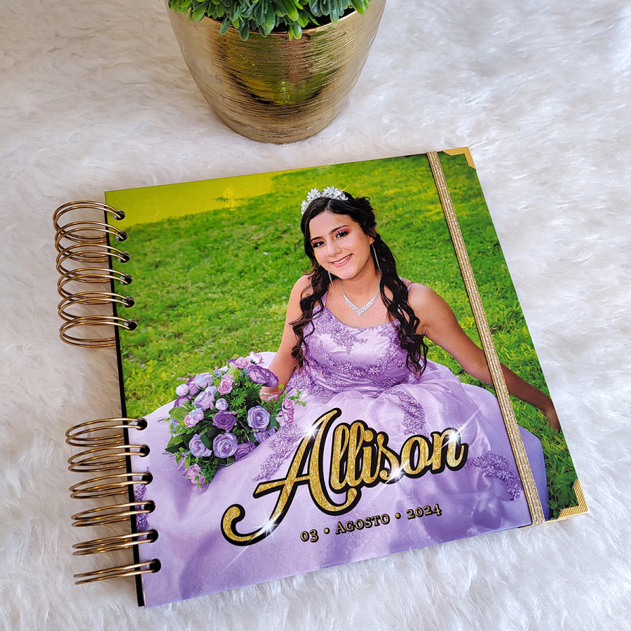 Guestbook XV Años - Foto en Portada y Nombre en Dorado