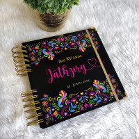 Libro de Firmas XV Años - Flores Mexico Negro Dorado