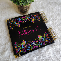 Libro de Firmas XV Años - Flores Mexico Negro Dorado