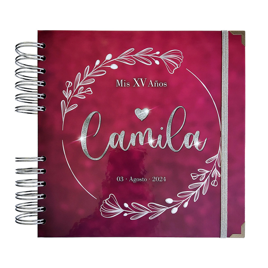 Libro de Firmas XV Años - Guindo y Plateado