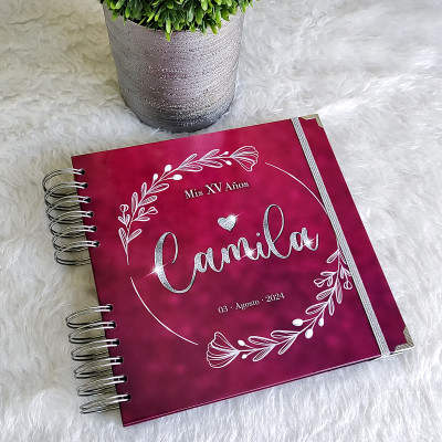 Libro de Firmas XV Años - Guindo y Plateado