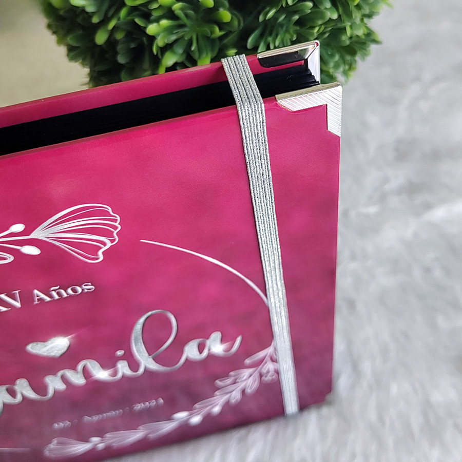 Libro de Firmas XV Años - Guindo y Plateado