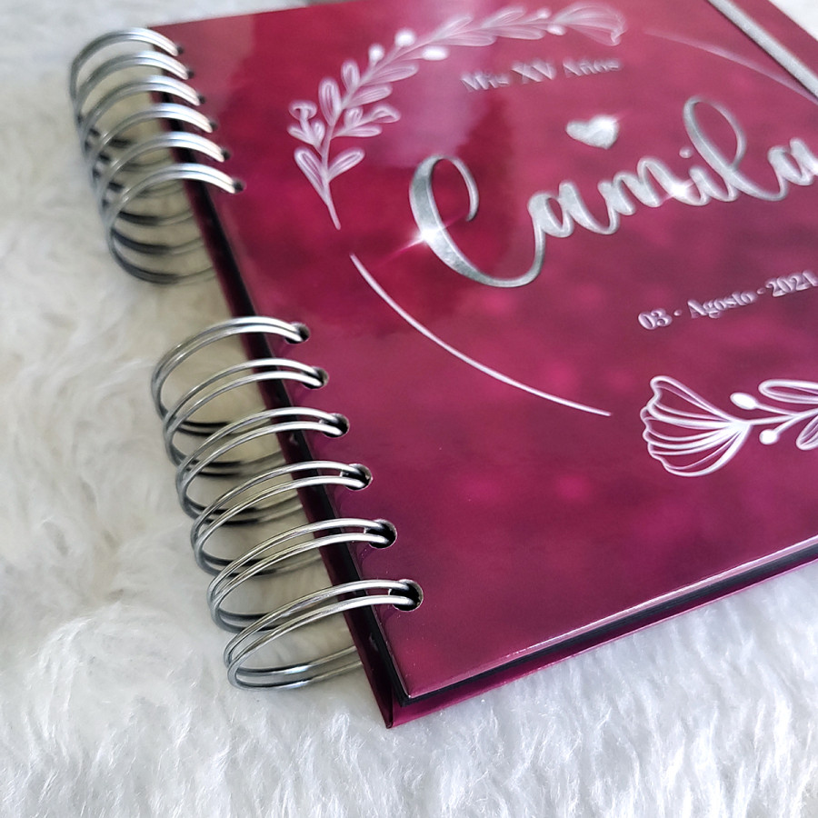 Libro de Firmas XV Años - Guindo y Plateado