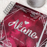 Libro de Firmas XV Años - Rojo Vino y Plata
