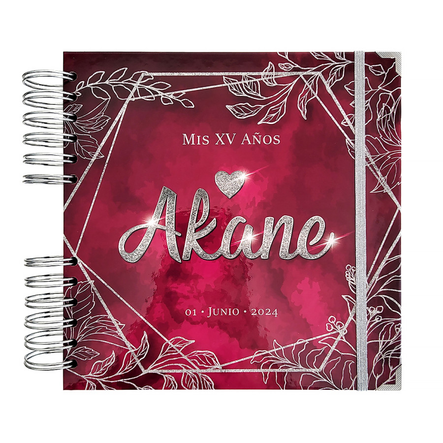 Libro de Firmas XV Años - Rojo Vino y Plata